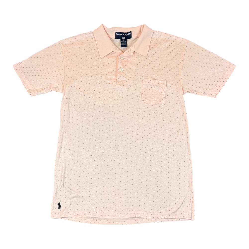 Ralph Lauren Polo Sport Kids Large Peach Micro Dot Short Sleeve Polo Shirt USA